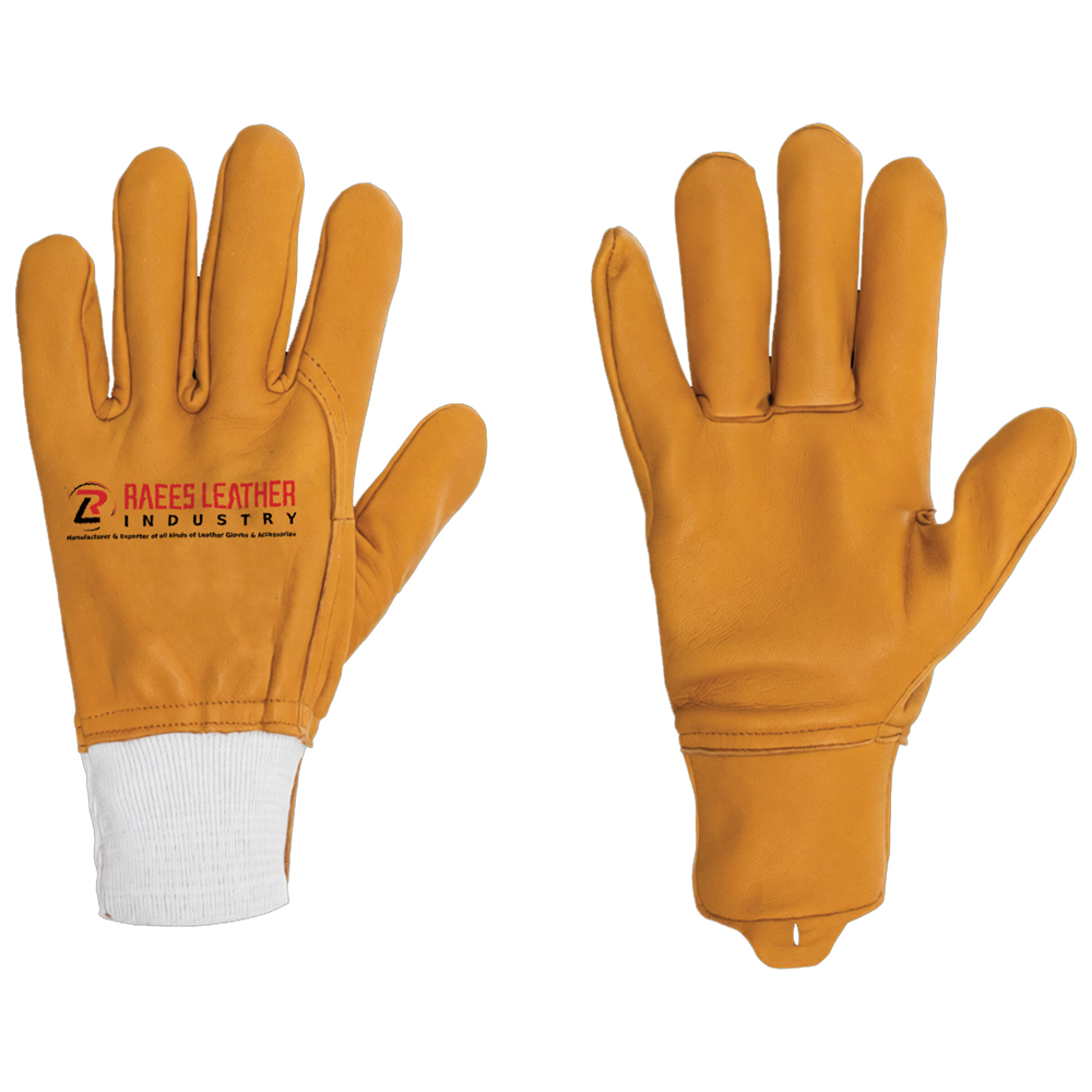 RLI-1202 Premium Brown Full Grain Goatskin Gloves, Yellow